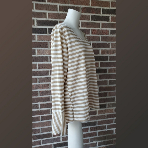 Hannah Gold and Ivory Striped Top Size XL NWT - Picture 2 of 4